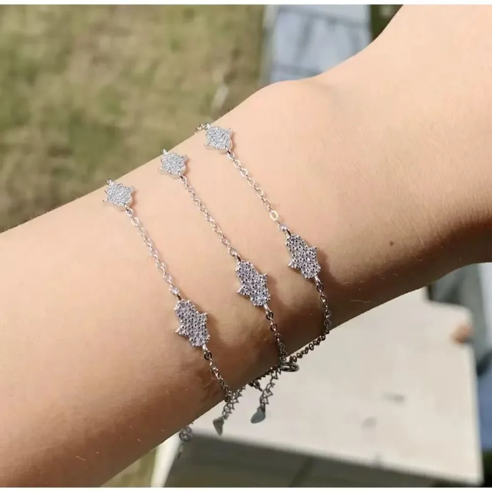 Sterling Silver Hamsa Charm Pendant Bracelet Dainty Anniversary Birthday Gift - Picture 3 of 4